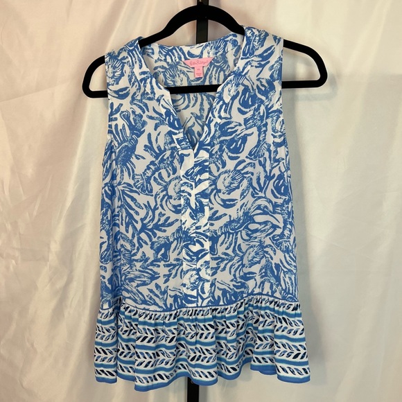 Lilly Pulitzer Gramercy Blue and White Tank Top, size XS - Picture 2 of 8